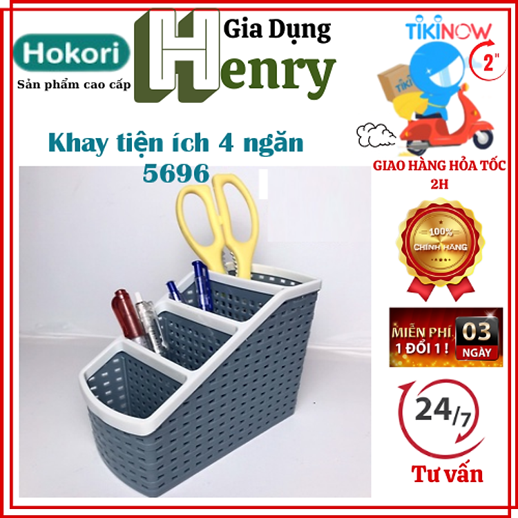 Khay Nhựa Tiện Ích 4 Ngăn Việt Nhật - Màu Ghi - Ảnh 3