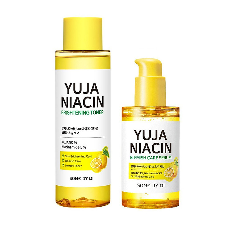Combo dưỡng trắng da, mờ thâm Some By Mi Yuja Niacin (Toner, serum)