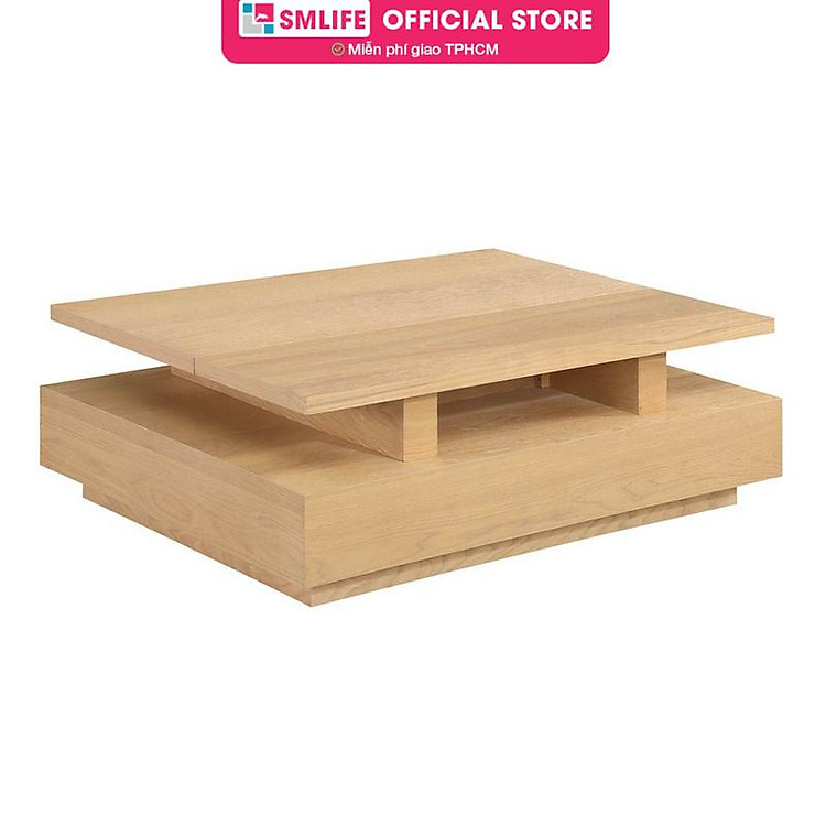 Bàn sofa gỗ sồi mặt bàn nâng hạ mở rộng hiện đại SMLIFE Claris 7C | D114,3 x R86,4 x C40,6cm | gỗ Cao Su và Veneer Sồi