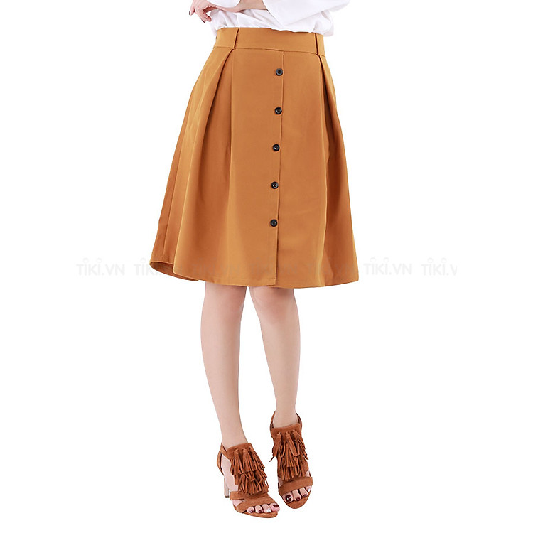 Chân Váy Midi Phối Nút Thanh Lịch