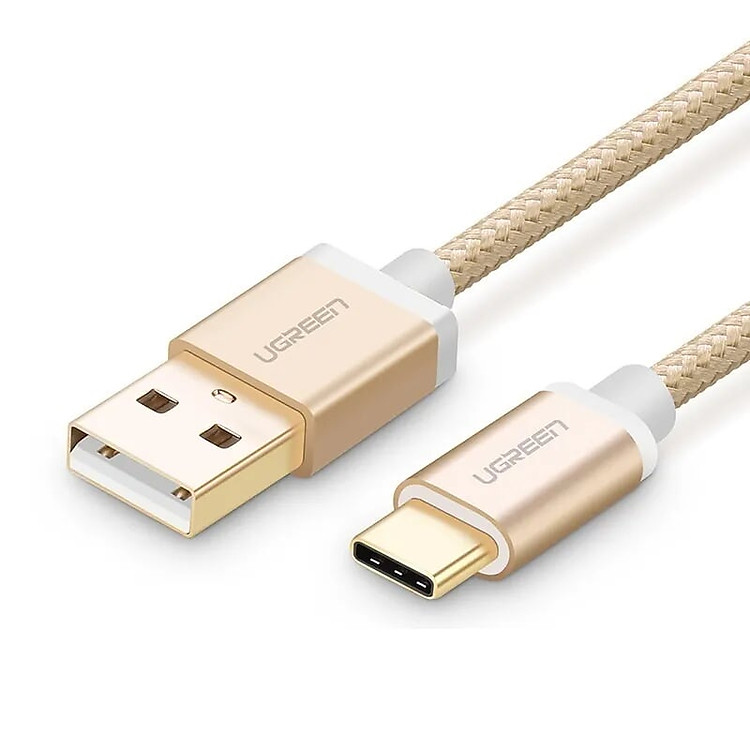 Cáp USB TypeC sang USB 2.0 Hỗ trợ sạc nhanh 3A 0.25M màu Vàng Gold Ugreen UC20858US174 Hàng chính hãng