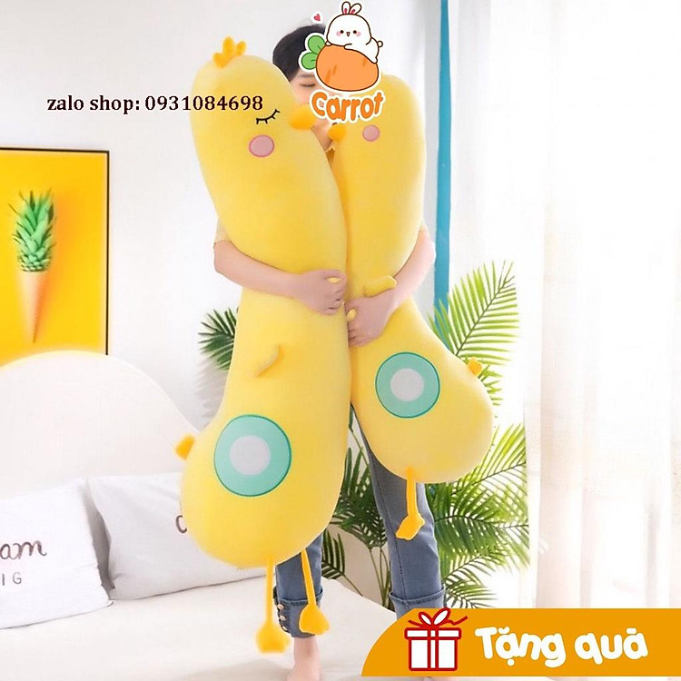 Gấu Bông Gà Vàng Dài Siêu Hót size 1m, Gối Ôm Con Gà Vàng