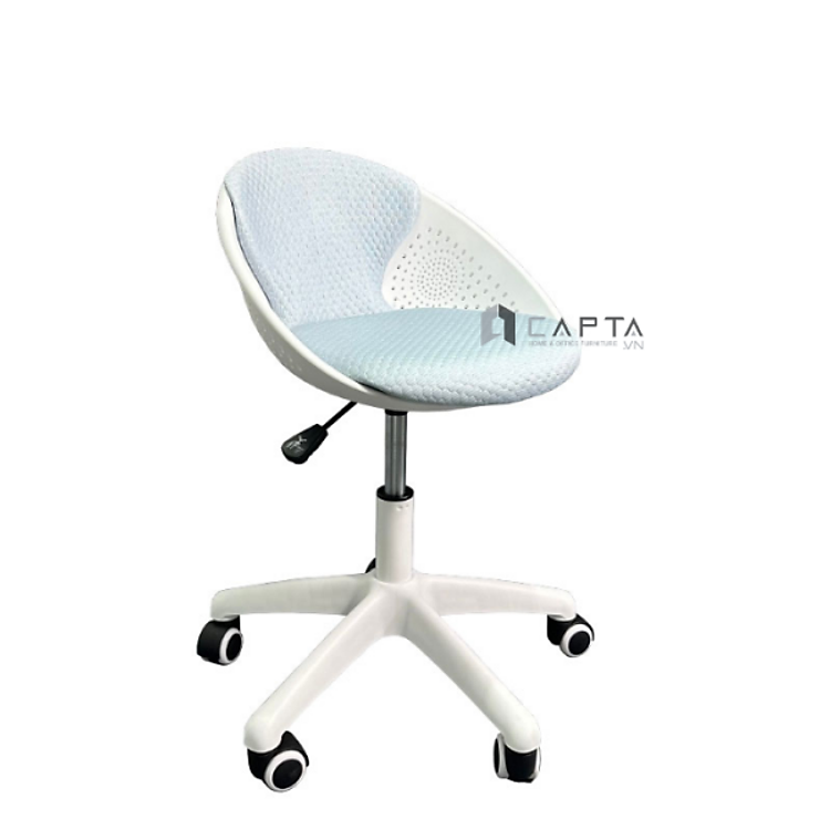 Ghế quầy giao dịch CB2298-2P Nội thất Capta Ghế kỹ thuật viên nệm vải khung nhựa chân xoay nhựa màu trắng có bánh xe