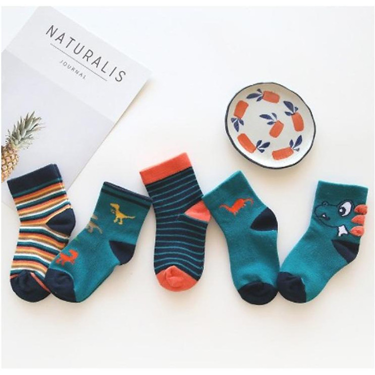 Set 5 Đôi Vớ Chống Trượt Cao Cổ Cho Bé - Xanh Lá