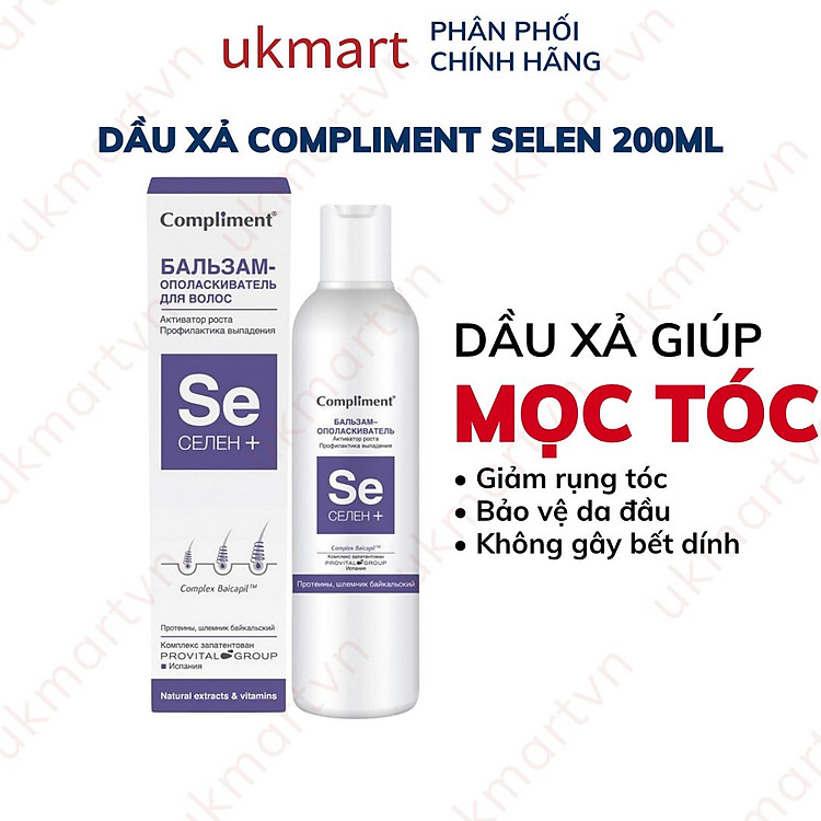 Dầu Gội Xả Compliment Selen Sạch Sâu Giảm Rụng, Làm Mọc Tóc 200ml