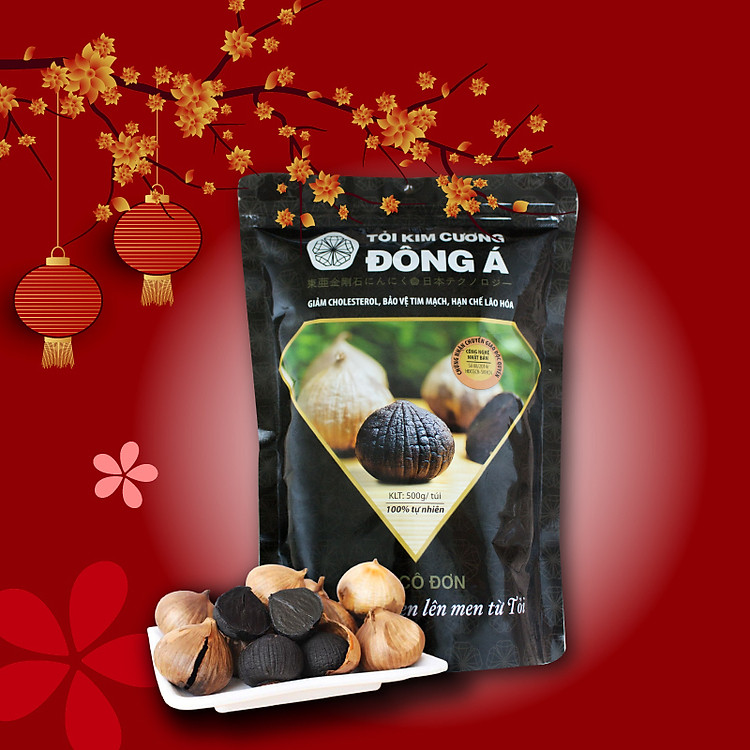 Tỏi Kim Cương Đông Á túi 500g- Tỏi đen cô đơn SX theo công nghệ Nhật Bản -Kiểm nghiệm chất lượng bởi Bộ Y Tế, Intertek