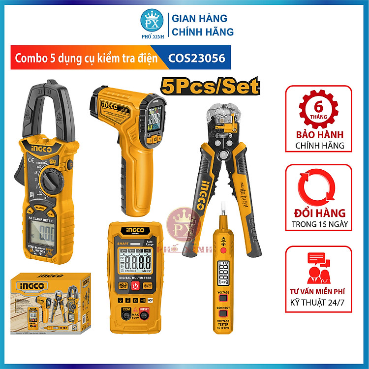 5 trong 1 Dụng Cụ Kiểm Tra Điện INGCO / COS23056 / Bộ Dụng Cụ Chẩn Đoán Sửa Chữa Điện / bộ viễn thông 5 món