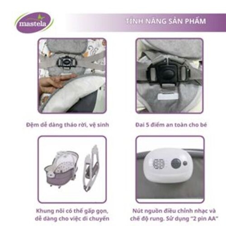 Nôi rung đa năng Mastela 6 trong 1 Chính hãng Giá tốt - Hình ảnh 3