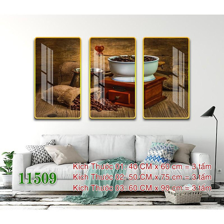 Tranh treo tường Quán cà phê 3D/gỗ MDF Hàn Quốc chống ẩm mốc, mối mọt CF