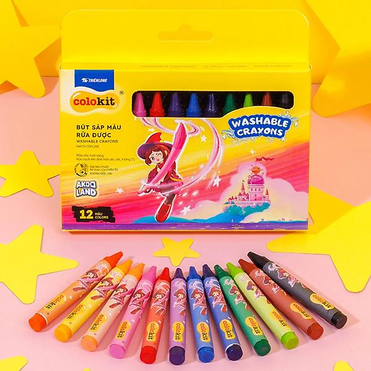Hộp Bút Sáp Màu Rửa Được Colorkit (12 chiếc)