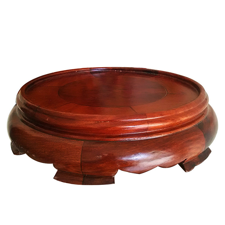 Kỷ đế tròn gỗ hương đỏ quý hiếm 23 cm mặt lòng 19 cm - KT23