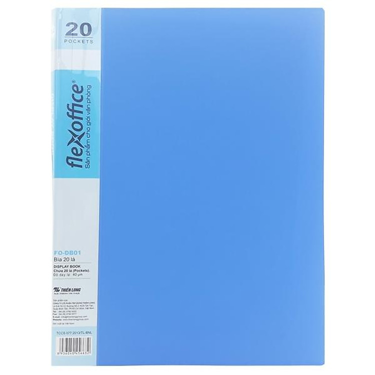 Bìa 20 Lá Thiên Long A4 FO-DB01 (Xanh)