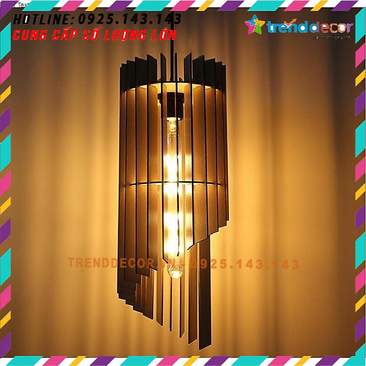 Đèn gỗ thả trần CAO CẤP hiện đại sang trọng 20x37cm chất liệu gỗ trang trí cho phòng khách nhà căn hộ decor nhà quán cf