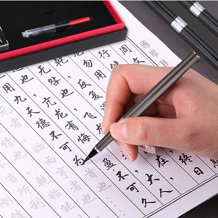 Bộ Bút Lông Viết Thư Pháp Mực Ống Baoke S40 – Nâu