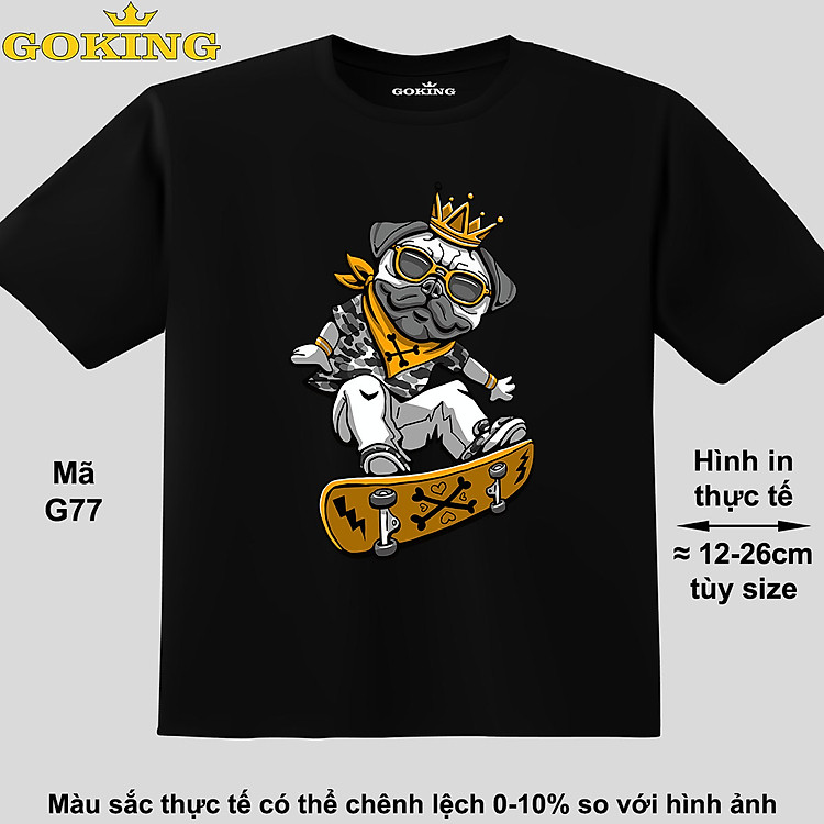 King Dog, mã G77. Áo thun đẹp cho cả gia đình. Áo phông hàng hiệu Goking, công nghệ in Nhật Bản siêu nét. Form unisex cho nam nữ, trẻ em, bé trai gái. Quà tặng ý nghĩa