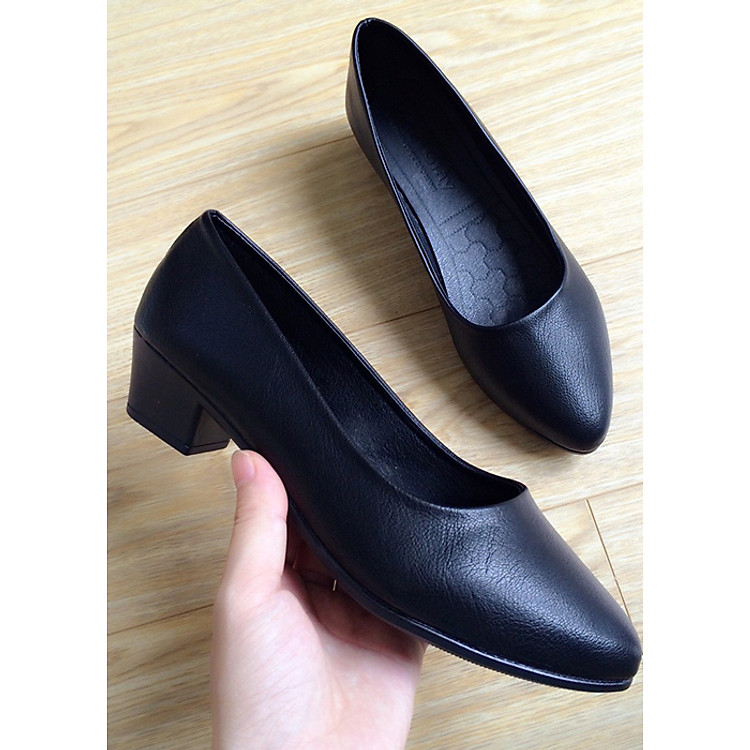 Giày cao gót nữ da lì 4cm siêu bền