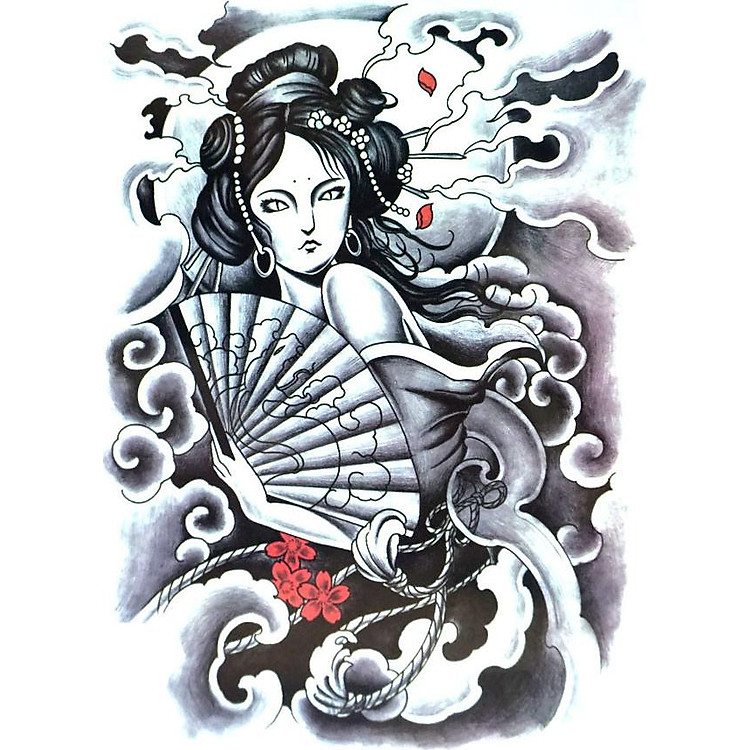 Hình Xăm Dán Geisha QSA239 (21x15cm)