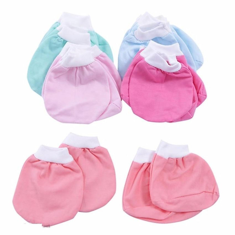 Combo 10 cặp bao Tay +10 cặp bao chân cotton màu cho bé