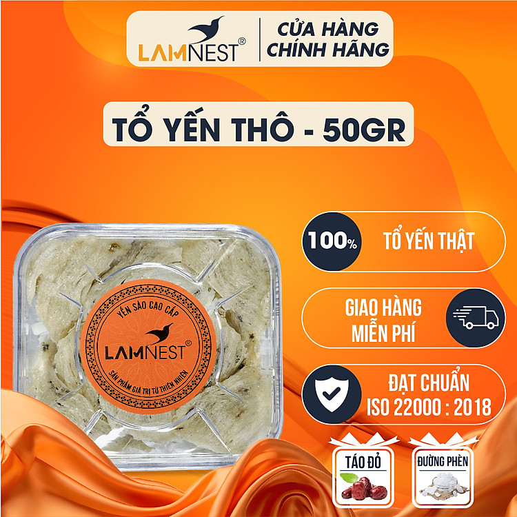 Tổ yến thô Yến sào cao cấp Lamnest Tổ yến nguyên chất 100% (Tặng táo đỏ, đường phèn)