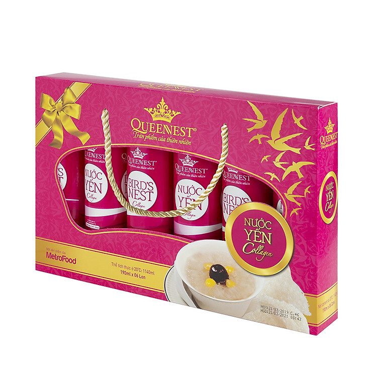 Hộp 6 Lon Nước Yến COLLAGEN QUEENNEST (190ml x 6 LON)