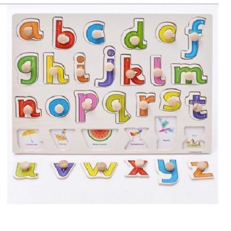 Đồ chơi bảng núm gỗ bảng chữ cái thường