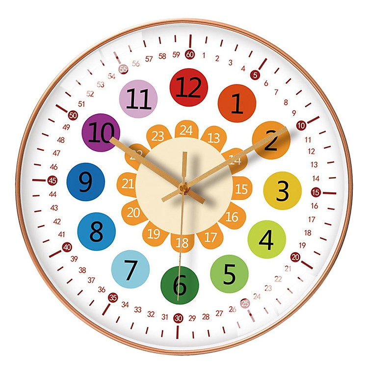 Silent Wall Clock Kids Learning Telling Time Teaching Clock