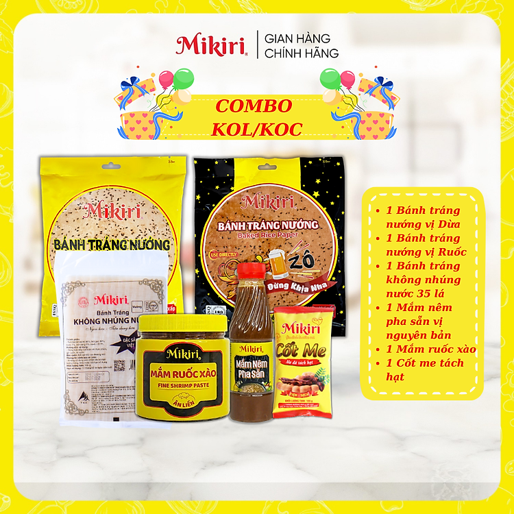Combo KOL/KOC - Bánh tráng nướng,mắm nêm, mắm ruốc xào, cốt me Mikiri - nguyên liệu nấu ăn