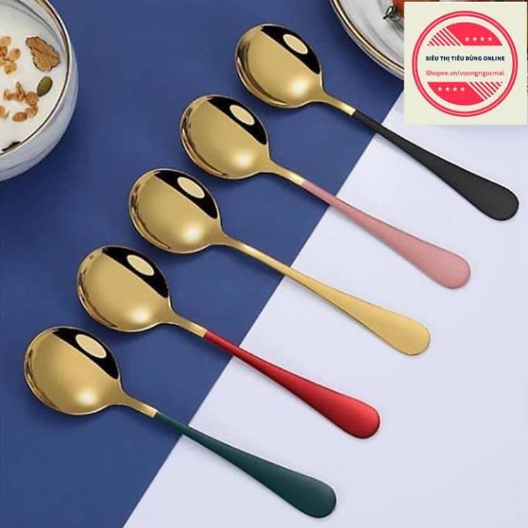 SÉT 5 THÌA INOX MẠ VÀNG Sang Trọng