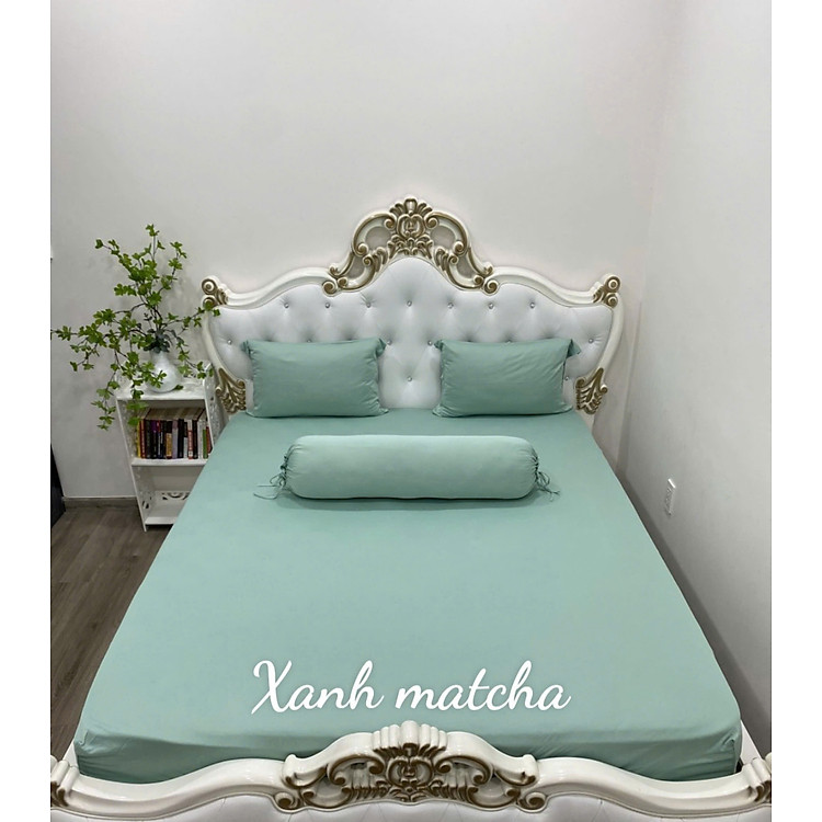 Bộ Drap gối Thun Hàn Quốc 4 món { drap và 3 áo gối}