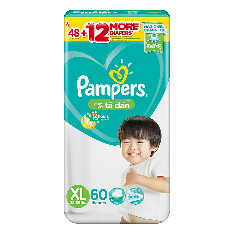 Tã Dán Pampers Philippines Gói Cực Đại XL60 (60 Miếng)