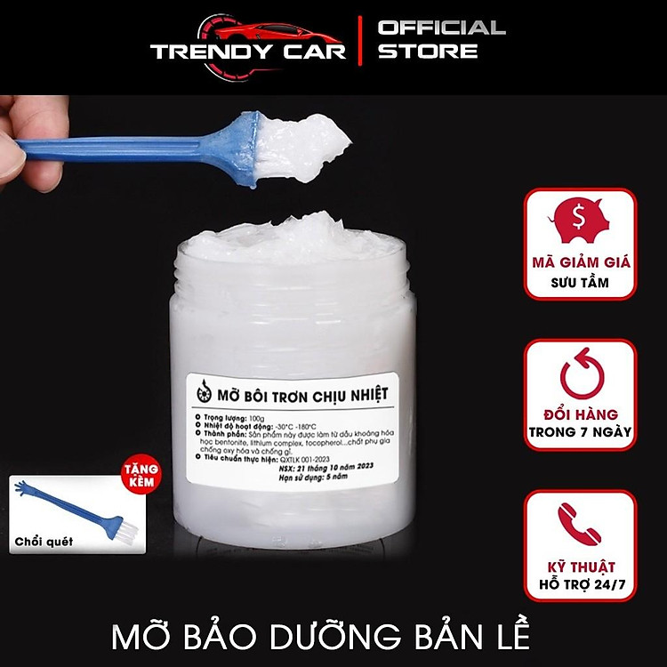 Mỡ trắng bôi trơn giảm chấn, Grease chống rỉ sét. giảm tiếng cọt kẹt trên ô tô kèm chổi quét