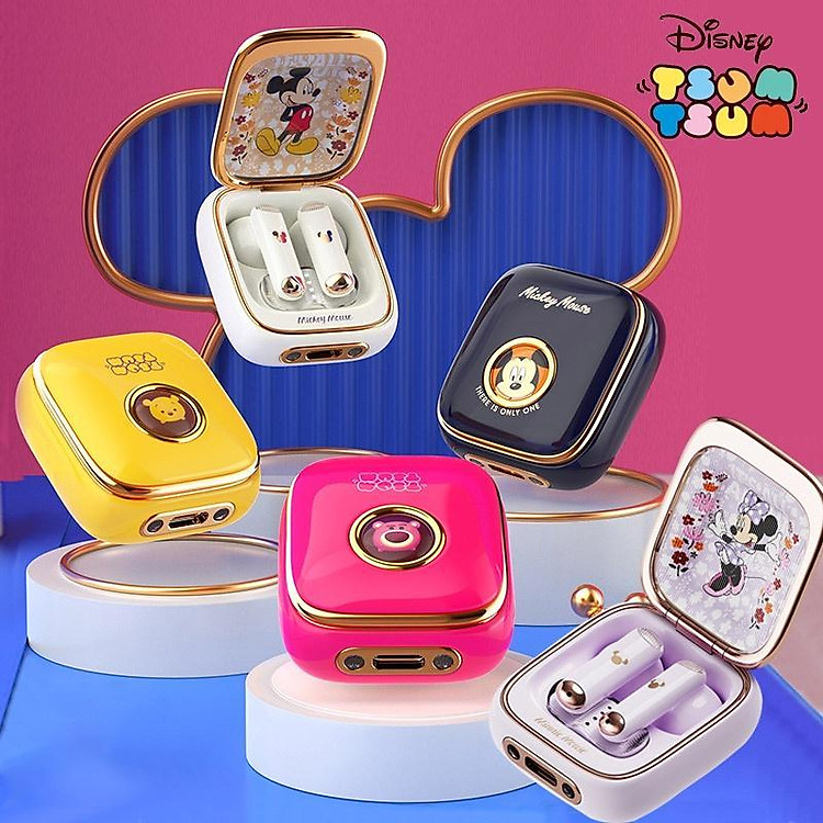 Tai Nghe Nhét Tai Bluetooth Không Dây Chống Tiếng Ồn Hình Chuột Mickey Minnie Disney Dễ Thương