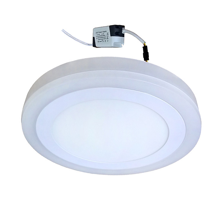 Đèn Led ốp trần 24w ( 18w +6w) tròn nổi 2 màu 3 chế độ sáng trắng+viền sáng màu Posson LP-Ro18-6B-G