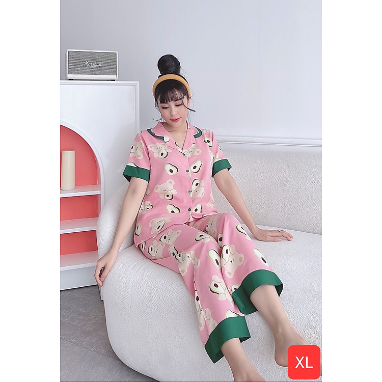 Đồ Bộ Pijama Lụa Mango Cao Cấp Tay Ngắn Quần Dài (vàng/đỏ/đen/xanh/dâu/bơ/vân) đủ size dưới 65Kg