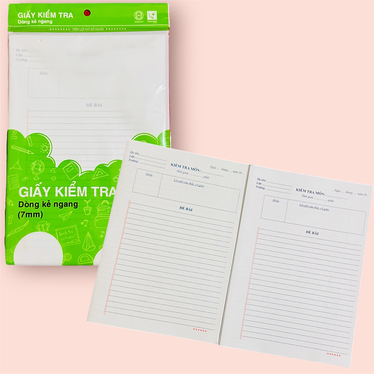 Giấy Kiểm Tra Kẻ Ngang (Cấp 1, 2, 3)