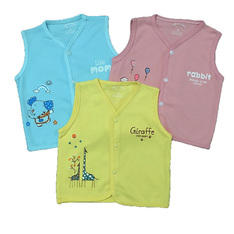 Combo 3 áo khoác gile cotton Thái Hà Thịnh cho bé trai, bé gái, 100% cotton mềm, mịn, ấm, size từ 5-11kg, hàng chính hãng