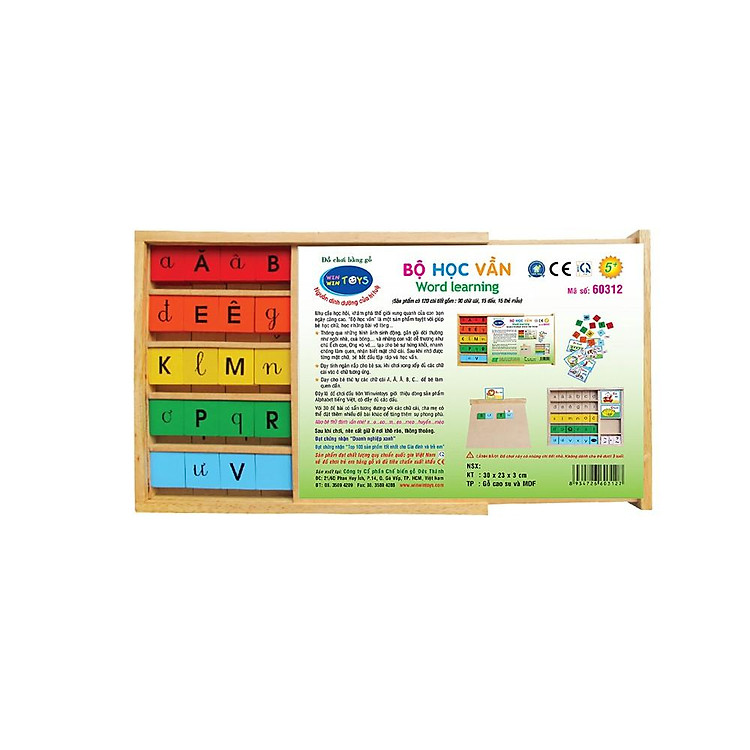 Bộ học vần gỗ Winwintoys 60312 Chính hãng Ưu đãi - Hình ảnh 2