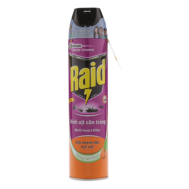 Xịt Côn Trùng Raid Hương Cam Chanh 600ml