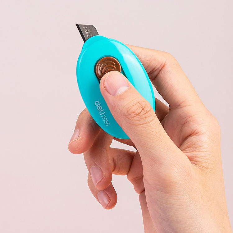 Dao rọc giấy mini 35mm Deli E2050 - Xanh Dương - Ảnh 2