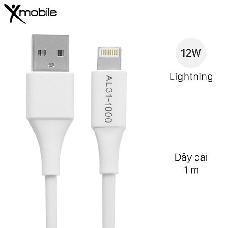 Cáp Lightning 1m Xmobile AL31-1000 Trắng - Hàng chính hãng