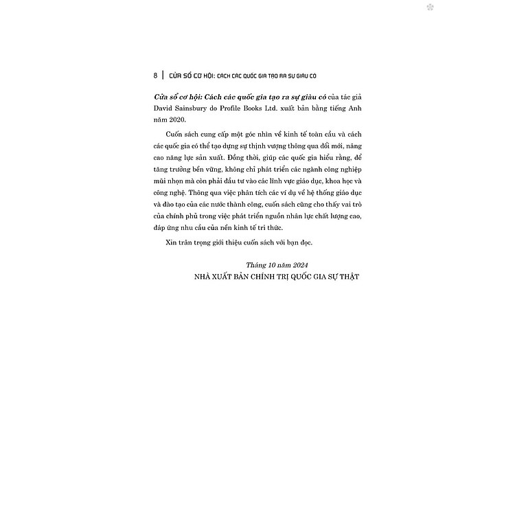 Cửa Sổ Cơ Hội: Cách Các Quốc Gia Tạo Ra Sự Giàu Có - Bản In 2025 - Ảnh 4