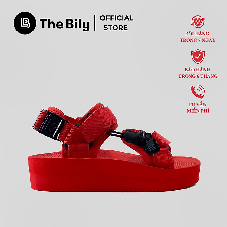 Giày Sandal Nữ The Bily 01W Quai Chéo Dây Rút - Màu Đỏ BL01W