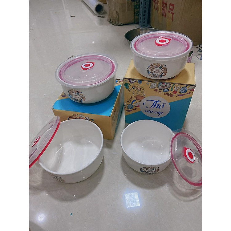 Bộ 2 bát sứ có nắp chân không bảo quản thực phẩm, Bộ 3 Bát Sứ Hút Chân Không Cao Cấp Siêu Đẹp