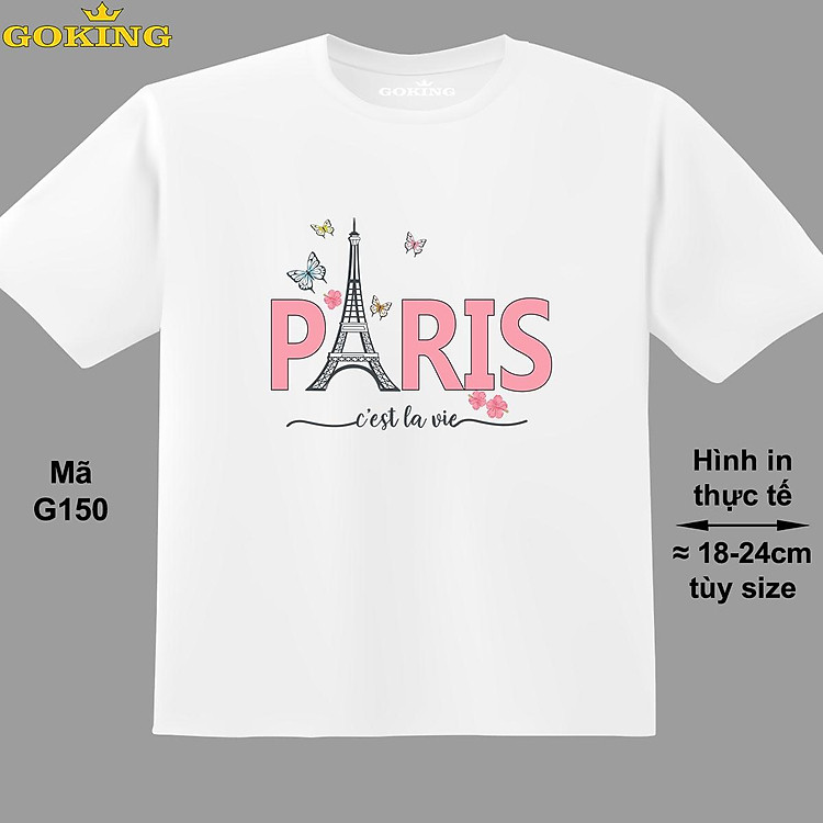 PARIS, mã G150. Áo thun siêu đẹp cho cả gia đình. Form unisex cho nam nữ, trẻ em, bé trai gái. Quà tặng ý nghĩa cho bố mẹ, con cái, bạn bè, doanh nghiệp, hội nhóm. Áo phông hàng hiệu Goking cao cấp in hình chữ 3D.