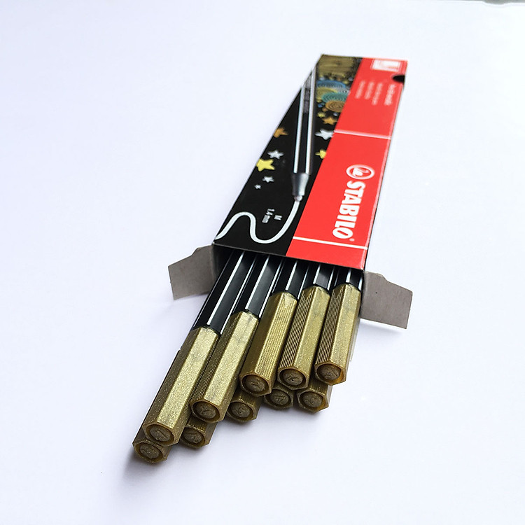 Hộp Bút Lông Nhũ STABILO Pen 68 Metallic (Nhũ xanh lá, Nhũ vàng)