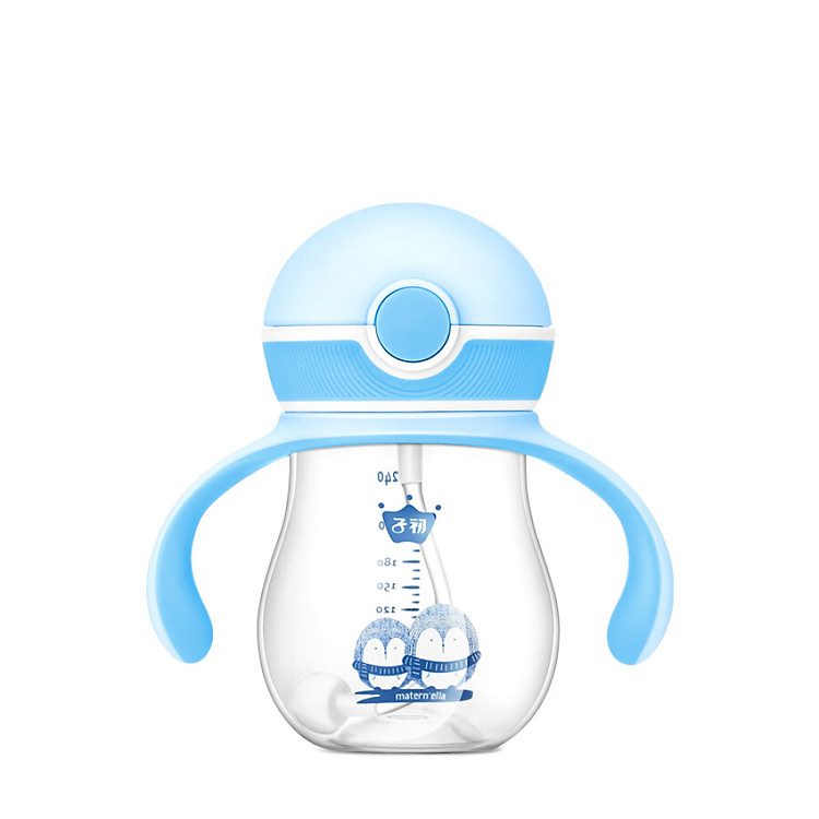Bình Uống Nước Có Tay Cầm + Ống Hút Cho Bé 6-12 Tháng Tuổi Matern'ella