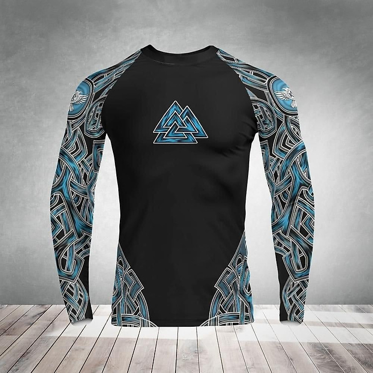 Áo rashguard dài tay thời trang ôm body tập luyện MMA, BJJ , Kickboxing, Muay Thai HÌNH NGỰA XANH MS01