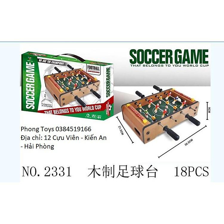 BÀN PISTON ĐÁ BANH, BÀN BI LẮC, ĐÁ BÓNG BẰNG GỖ LỚN 18PCS NO.2331 CỰC ĐẸP (LOẠI TO)