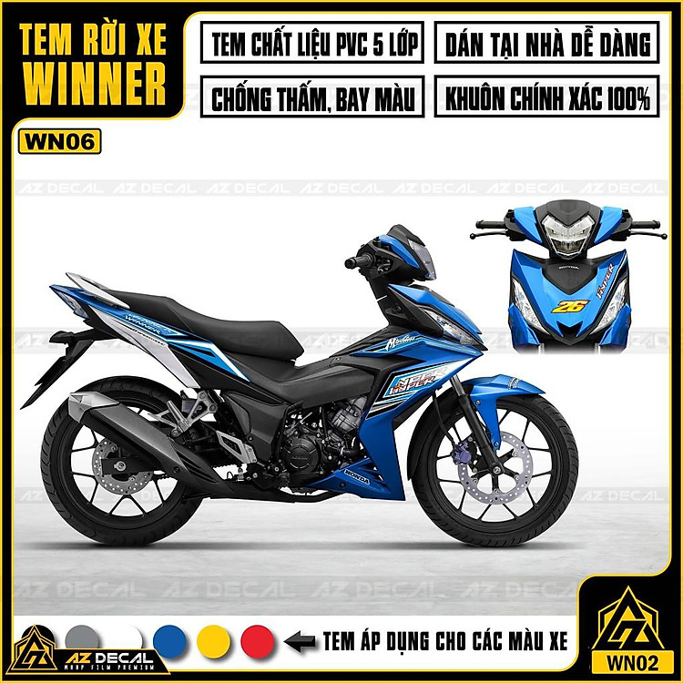Tem Rời Dán Xe Winner V1 / 150 Mẫu HYPER | WN06 | Decal Chế Xe Chất Liệu PVC Chống Nước, Chống Bay Màu - Xanh Trắng