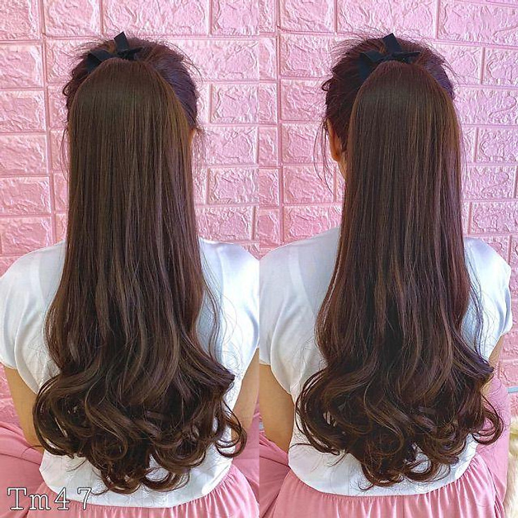 Tóc giả nữ đẹp tóc giả cột xoăn đuôi 60cm